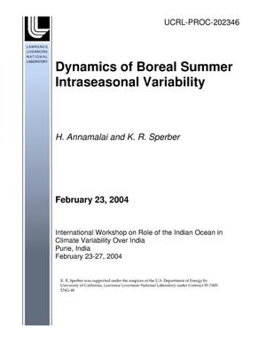 Dynamics of Boreal Summer Intraseasonal Variability