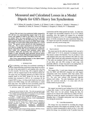 Measured and Calculated Losses in a Model Dipole for Gsi's Heavy Ion Synchrotron.