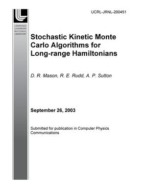 Stochastic Kinetic Monte Carlo algorithms for long-range Hamiltonians