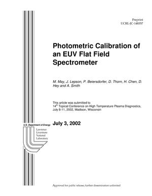 Photometric Calibration of an EUV Flat Field Spectrometer at the Advanced Light Source
