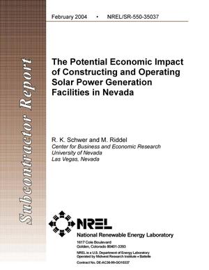 Potential Economic Impact of Constructing and Operating Solar Power Generation Facilities in Nevada