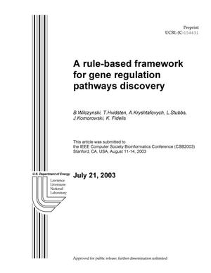 Primary view of object titled 'A Rule-Based Framework for Gene Regulation Pathways Discovery'.
