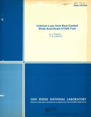 Uranium loss from BISO-coated weak-acid-resin HTGR fuel