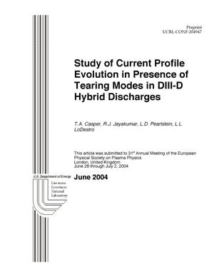 Study of Current Profile Evolution in Presence of Tearing Modes in DIII-D Hybrid Discharges