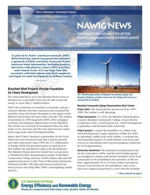 Primary view of object titled 'NAWIG News: The Quarterly Newsletter of the Native American Wind Interest Group; Summer 2004'.