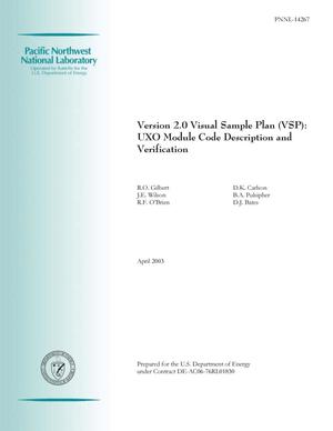 Version 2.0 Visual Sample Plan (VSP): UXO Module Code Description and Verification