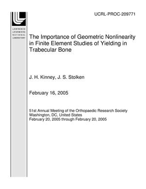 The Importance of Geometric Nonlinearity in Finite Element Studies of Yielding in Trabecular Bone