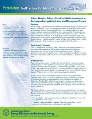 Valero: Houston Refinery Uses Plant-Wide Assessment to Develop an Energy Optimization and Management System