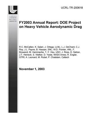 FY2003 Annual Report: DOE Project on Heavy Vehicle Aerodynamic Drag