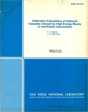 Calibration calculations of hadronic cascades induced by high-energy muons in iron/plastic calorimeters