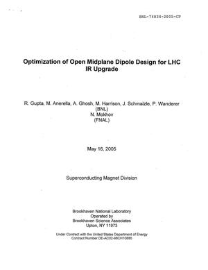OPTIMIZATION OF OPEN MIDPLANE DIPOLE DESIGN FOR LHC IR UPGRADE.