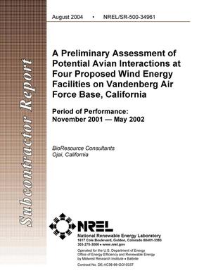 Preliminary Assessment of Potential Avian Interactions at Four Proposed Wind Energy Facilities on Vandenberg Air Force Base, California