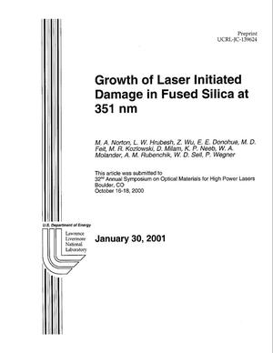 Growth of Laser Initiated Damage in Fused Silica at 351 nm