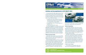 Activities and Accomplishments in MY 2002/FY 2003: EPAct Fleet Information& Regulations Annual Report