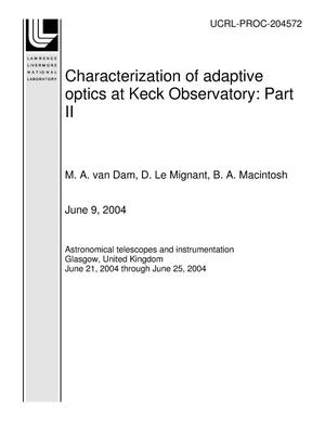 Characterization of Adaptive Optics at Keck Observatory: Part Ii