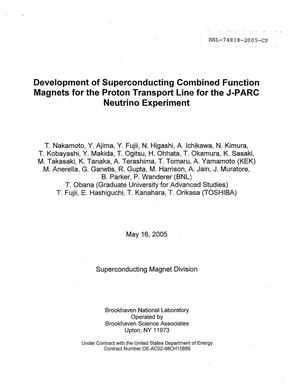 Development of Superconducting Combined Function Magnets for the Proton Transport Line for the J-PARC Neutrino Experiment.