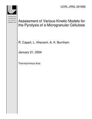 Assessment of Various Kinetic Models for the Pyrolysis of a Microgranular Cellulose