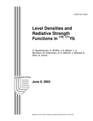 Level Densities and Radiative Strength Functions in 170,171Yb