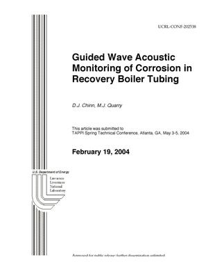 Guided wave acoustic monitoring of corrosion in recovery boiler tubing