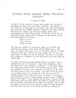 Tevatron proton injection kicker waveform analysis