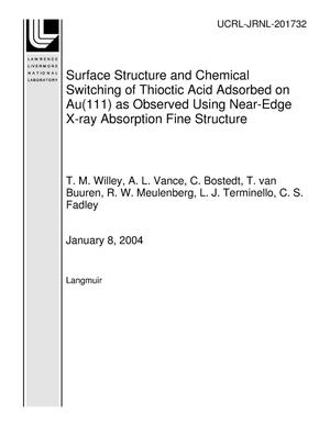 Surface Structure and Chemical Switching of Thioctic Acid Adsorbed on Au(111) as Observed Using Near-Edge X-ray Absorption Fine Structure