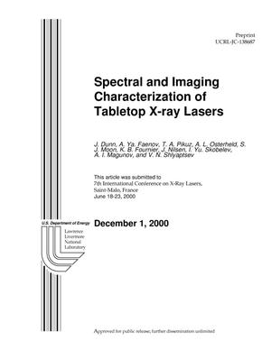 Spectral and imaging characterization of tabletop x-ray lasers