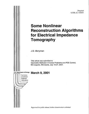 Some Nonlinear Reconstruction Algorithms for Electrical Impedance Tomography