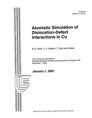 Atomistic Simulation of Dislocation-Defect Interactions in Cu