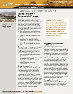 China's Plan for Renewable Energy: Renewable Energy in China