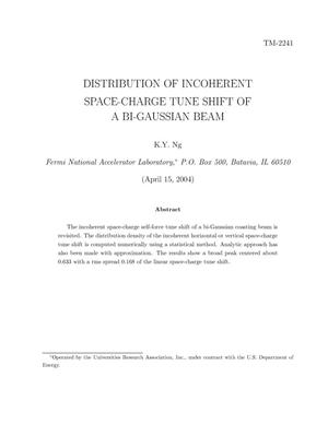 Distribution of incoherent space - Charge tune shift of a bi-Gaussian beam