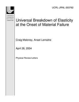 Universal Breakdown of Elasticity at the Onset of Material Failure