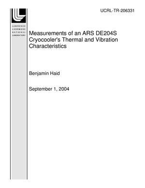Measurements of an ARS DE204S Cryocooler's Thermal and Vibration Characteristics