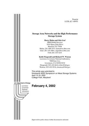 Storage Area Networks and The High Performance Storage System