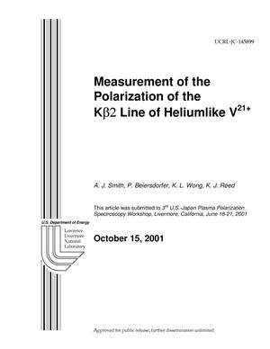 Measurement of the Polarization of the K(Beta)2 Line of Helium-like V21+