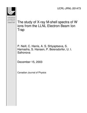 The study of X-ray M-shell spectra of W ions from the LLNL Electron Beam Ion Trap