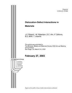 Dislocation-Defect Interactions in Materials