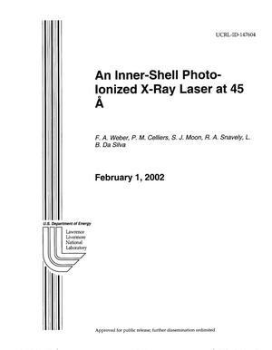 Inner-Shell Photon-Ionized X-Ray Laser at 45(Angstrom)
