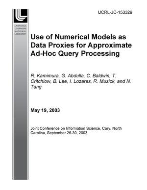 Use of Numerical Models as Data Proxies for Approximate Ad-Hoc Query Processing