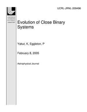 Evolution of Close Binary Systems