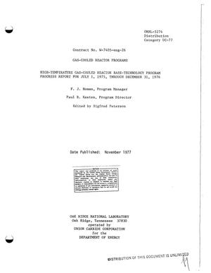 Gas-cooled reactor programs. High-temperature gas-cooled reactor base-technology program progress report for July 1, 1975--December 31, 1976