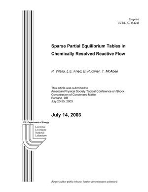 Sparse Partial Equilibrium Tables in Chemically Resolved Reactive Flow