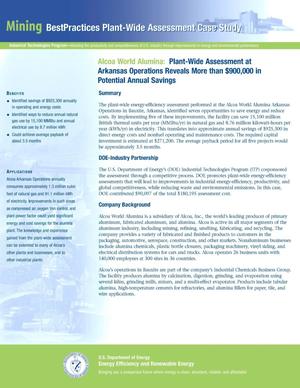 Alcoa World Alumina: Plant-Wide Assessment at Arkansas Operations Reveals More than$900,000 in Potential Annual Savings