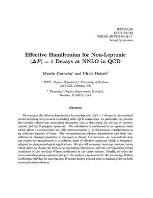 Effective Hamiltonian for non-leptonic |Delta F| = 1 decays at NNLO in QCD