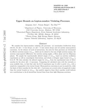Upper bounds on lepton-number violating processes