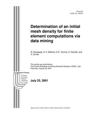 Determination of an Initial Mesh Density for Finite Element Computations via Data Mining