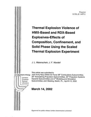 Thermal Explosion Violence of HMX-Based and RDX-Based Explosives - Effects of Composition, Confinement, and Solid Phase Using the Scaled Thermal Explosion Experiment