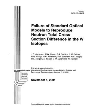 Failure of Stadard Optical Models to Reproduce Neutron Total Cross Section Difference in the W Isotopes