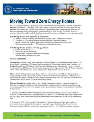 Moving Toward Zero Energy Homes (Fact Sheet)