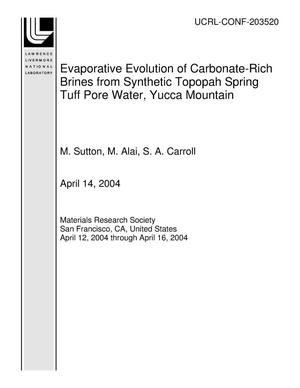 Evaporative Evolution of Carbonate-Rich Brines from Synthetic Topopah Spring Tuff Pore Water, Yucca Mountain