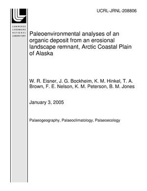 Paleoenvironmental analyses of an organic deposit from an erosional landscape remnant, Arctic Coastal Plain of Alaska